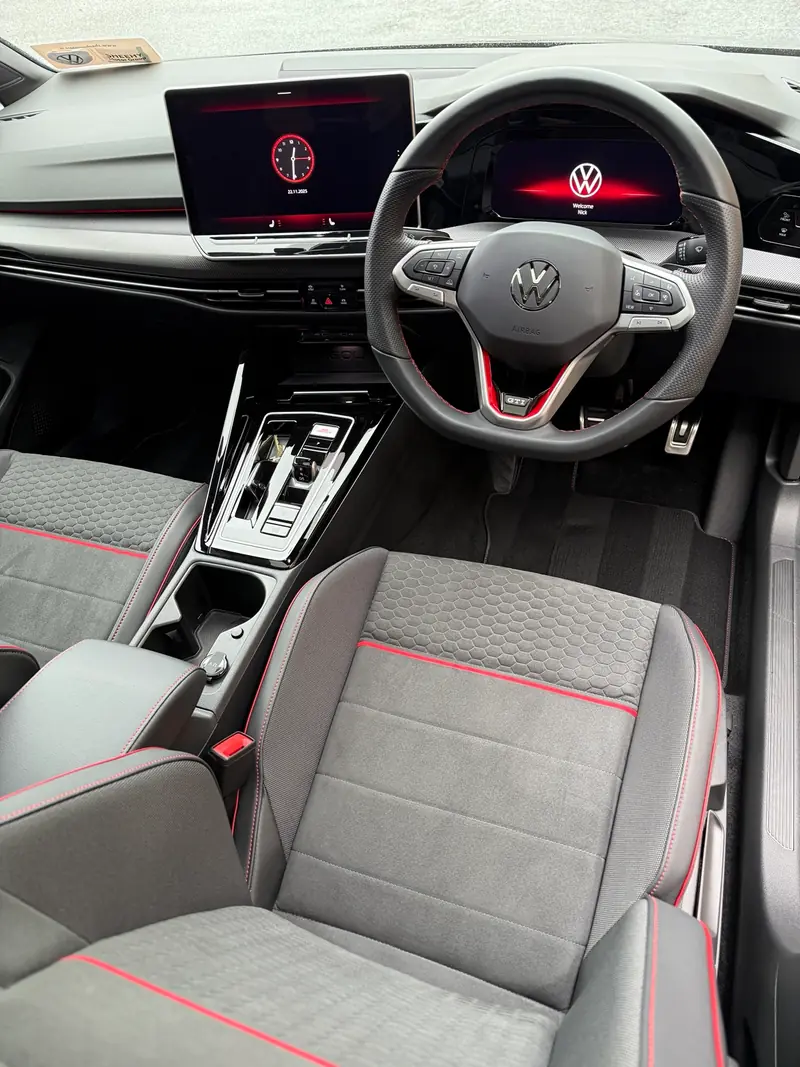 Volkswagen front seats and dashboard after an interior valet